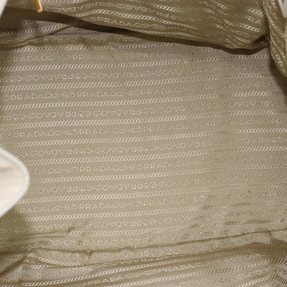 PRADA Handtas Leer 2-weg Ivoor Goud Authentiek 182009