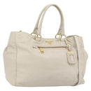PRADA Handtas Leer 2-weg Ivoor Goud Authentiek 182009-1
