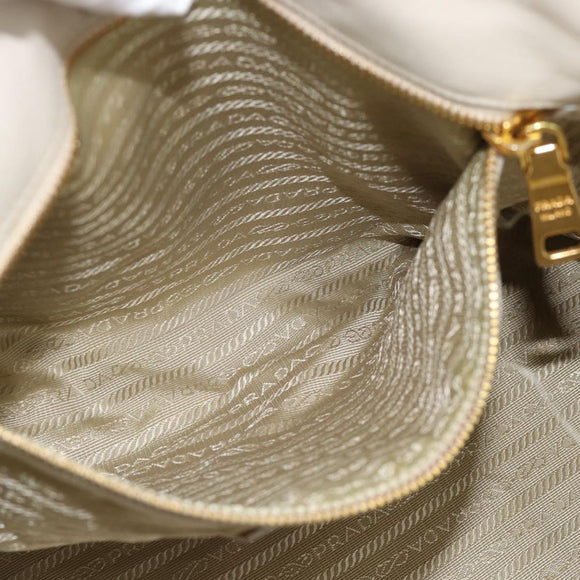 PRADA Handtas Leer 2-weg Ivoor Goud Authentiek 182009