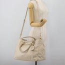 PRADA Handtas Leer 2-weg Ivoor Goud Authentiek 182009-30