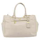 PRADA Handtas Leer 2-weg Ivoor Goud Authentiek 182009-13