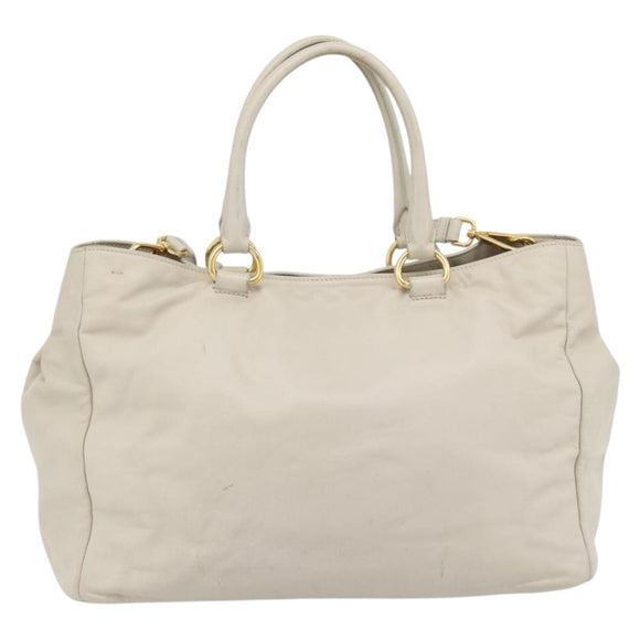 PRADA Handtas Leer 2-weg Ivoor Goud Authentiek 182009