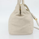 PRADA Handtas Leer 2-weg Ivoor Goud Authentiek 182009-3