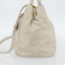 PRADA Handtas Leer 2-weg Ivoor Goud Authentiek 182009-4
