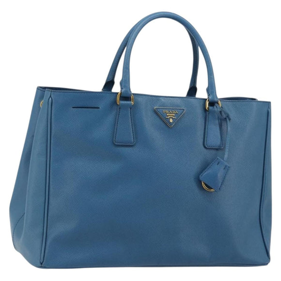 PRADA Galleria Hand Bag Safiano Leather Blue Gold Auth 182011V