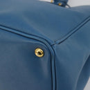 PRADA Galleria Hand Bag Safiano Leather Blue Gold Auth 182011V-10