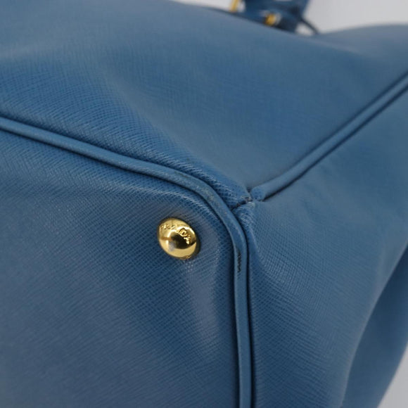 PRADA Galleria Hand Bag Safiano Leather Blue Gold Auth 182011V