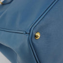 PRADA Galleria Hand Bag Safiano Leather Blue Gold Auth 182011V-11