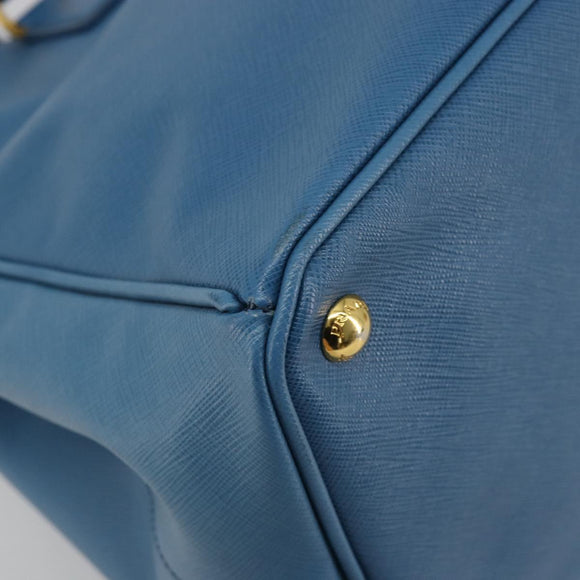 PRADA Galleria Hand Bag Safiano Leather Blue Gold Auth 182011V