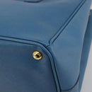 PRADA Galleria Hand Bag Safiano Leather Blue Gold Auth 182011V-12