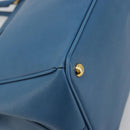 PRADA Galleria Hand Bag Safiano Leather Blue Gold Auth 182011V-13