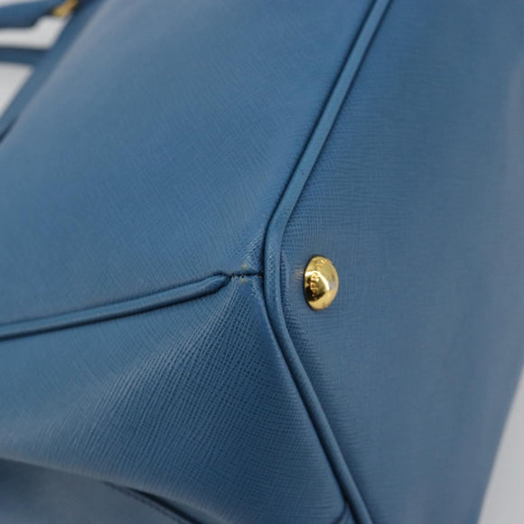PRADA Galleria Hand Bag Safiano Leather Blue Gold Auth 182011V