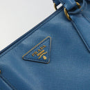 PRADA Galleria Hand Bag Safiano Leather Blue Gold Auth 182011V-14