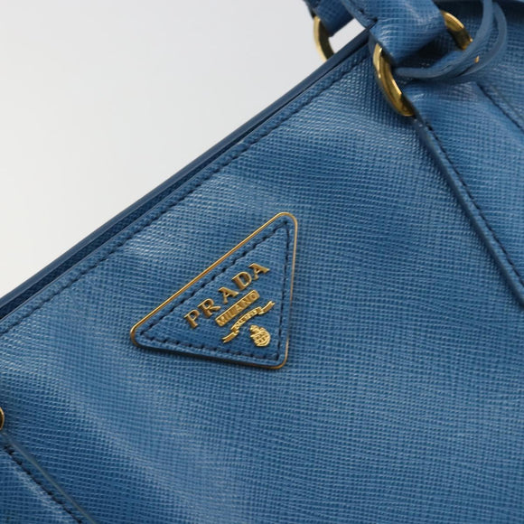 PRADA Galleria Hand Bag Safiano Leather Blue Gold Auth 182011V