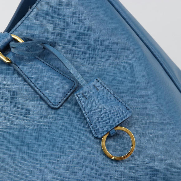 PRADA Galleria Hand Bag Safiano Leather Blue Gold Auth 182011V