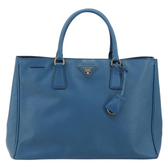 PRADA Galleria Hand Bag Safiano Leather Blue Gold Auth 182011V