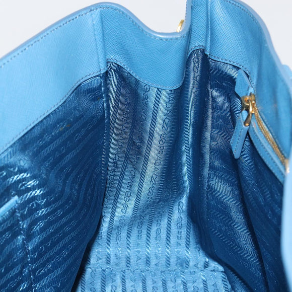 PRADA Galleria Hand Bag Safiano Leather Blue Gold Auth 182011V