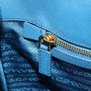 PRADA Galleria Hand Bag Safiano Leather Blue Gold Auth 182011V-21