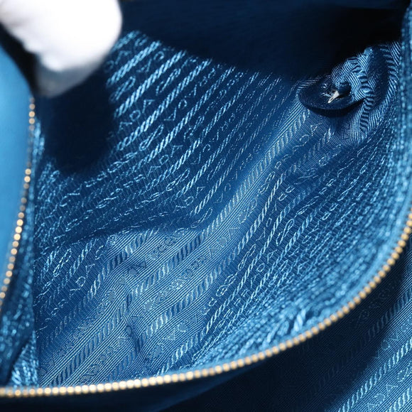 PRADA Galleria Hand Bag Safiano Leather Blue Gold Auth 182011V