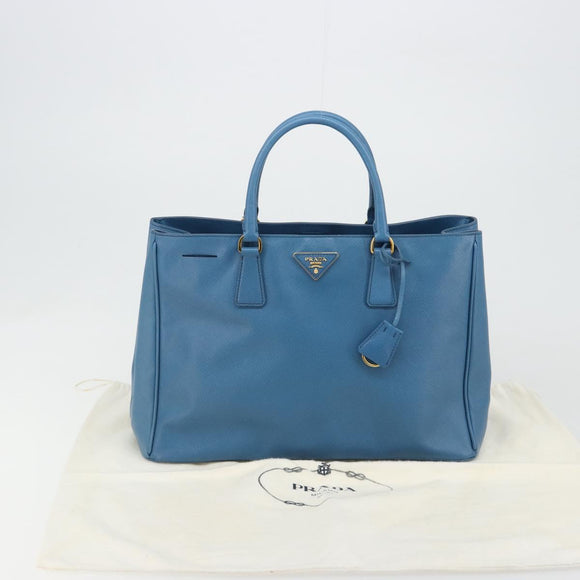 PRADA Galleria Hand Bag Safiano Leather Blue Gold Auth 182011V