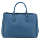PRADA Galleria Hand Bag Safiano Leather Blue Gold Auth 182011V-3