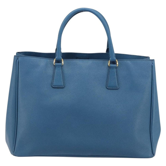 PRADA Galleria Hand Bag Safiano Leather Blue Gold Auth 182011V