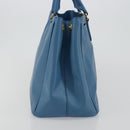 PRADA Galleria Hand Bag Safiano Leather Blue Gold Auth 182011V-4