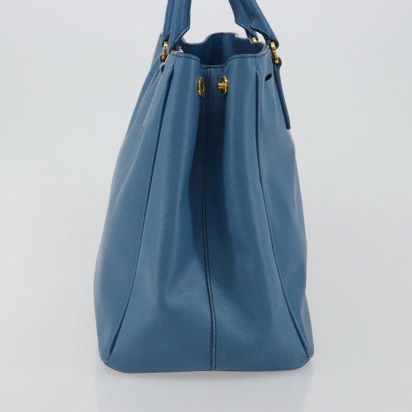 PRADA Galleria Hand Bag Safiano Leather Blue Gold Auth 182011V