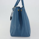 PRADA Galleria Hand Bag Safiano Leather Blue Gold Auth 182011V-5