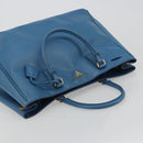 PRADA Galleria Hand Bag Safiano Leather Blue Gold Auth 182011V-6