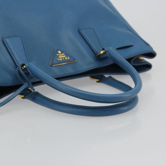 PRADA Galleria Hand Bag Safiano Leather Blue Gold Auth 182011V