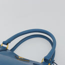 PRADA Galleria Hand Bag Safiano Leather Blue Gold Auth 182011V-8
