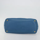 PRADA Galleria Hand Bag Safiano Leather Blue Gold Auth 182011V-9