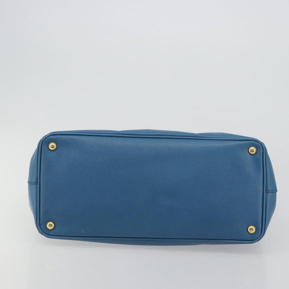 PRADA Galleria Hand Bag Safiano Leather Blue Gold Auth 182011V