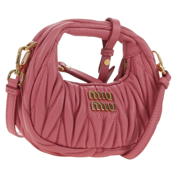 Miu Miu Matelassé Wonder Schulterbeutel Leder 2-Wege Pink Gold Auth 182012SAM