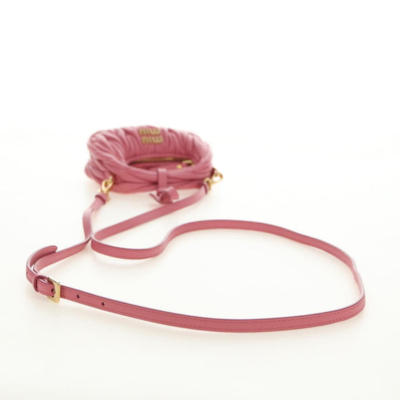 Miu Miu Matelassé Wonder Schulterbeutel Leder 2-Wege Pink Gold Auth 182012SAM