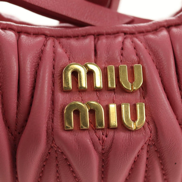 Miu Miu Matelassé Wonder Schulterbeutel Leder 2-Wege Pink Gold Auth 182012SAM