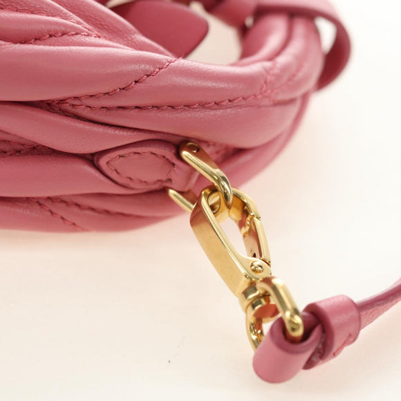 Miu Miu Matelassé Wonder Schulterbeutel Leder 2-Wege Pink Gold Auth 182012SAM
