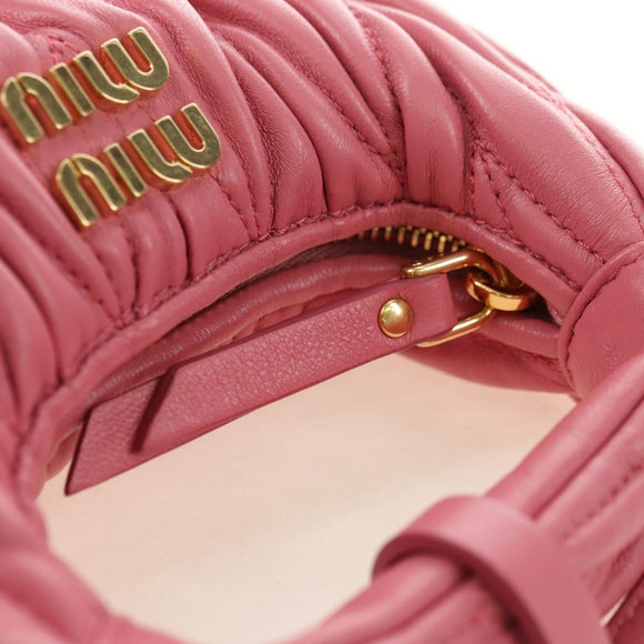 Miu Miu Matelassé Wonder Schulterbeutel Leder 2-Wege Pink Gold Auth 182012SAM