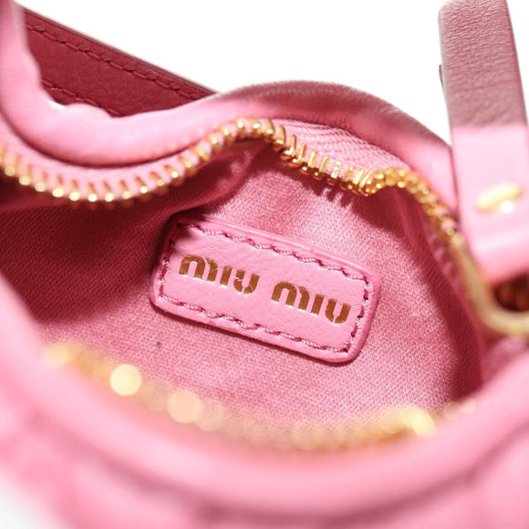 Miu Miu Matelassé Wonder Schulterbeutel Leder 2-Wege Pink Gold Auth 182012SAM