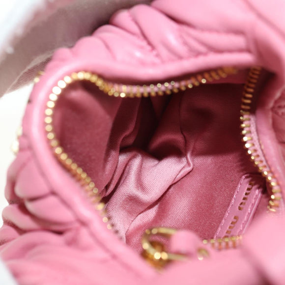 Miu Miu Matelassé Wonder Schulterbeutel Leder 2-Wege Pink Gold Auth 182012SAM