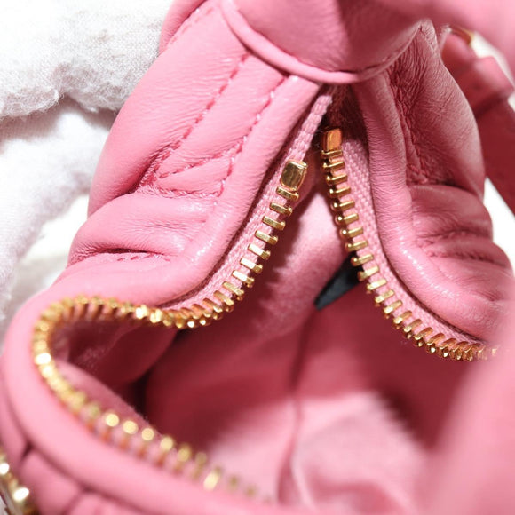 Miu Miu Matelassé Wonder Schulterbeutel Leder 2-Wege Pink Gold Auth 182012SAM