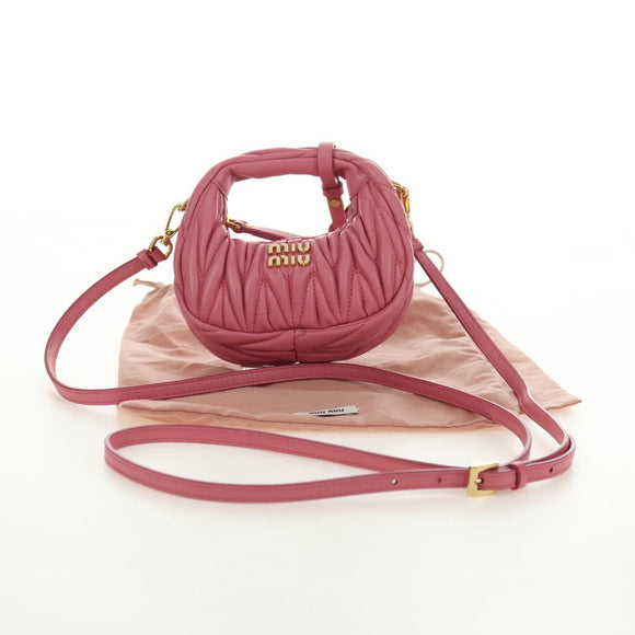 Miu Miu Matelassé Wonder Schulterbeutel Leder 2-Wege Pink Gold Auth 182012SAM