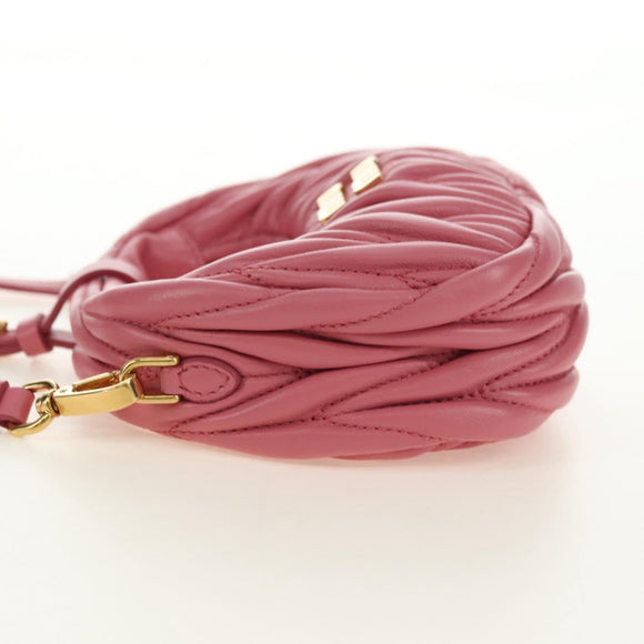 Miu Miu Matelassé Wonder Schulterbeutel Leder 2-Wege Pink Gold Auth 182012SAM