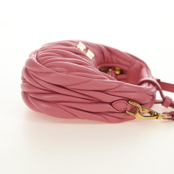 Miu Miu Matelassé Wonder Schulterbeutel Leder 2-Wege Pink Gold Auth 182012SAM