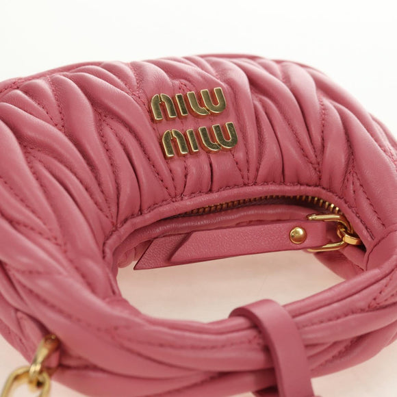 Miu Miu Matelassé Wonder Schulterbeutel Leder 2-Wege Pink Gold Auth 182012SAM