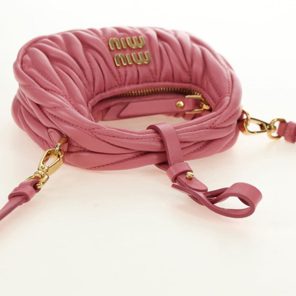 Miu Miu Matelassé Wonder Schulterbeutel Leder 2-Wege Pink Gold Auth 182012SAM
