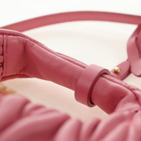 Miu Miu Matelassé Wonder Schulterbeutel Leder 2-Wege Pink Gold Auth 182012SAM