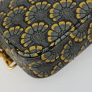 Miu Miu Shoulder Bag Leather Gray Gold Auth 182013A-11
