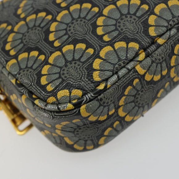 Miu Miu Shoulder Bag Leather Gray Gold Auth 182013A